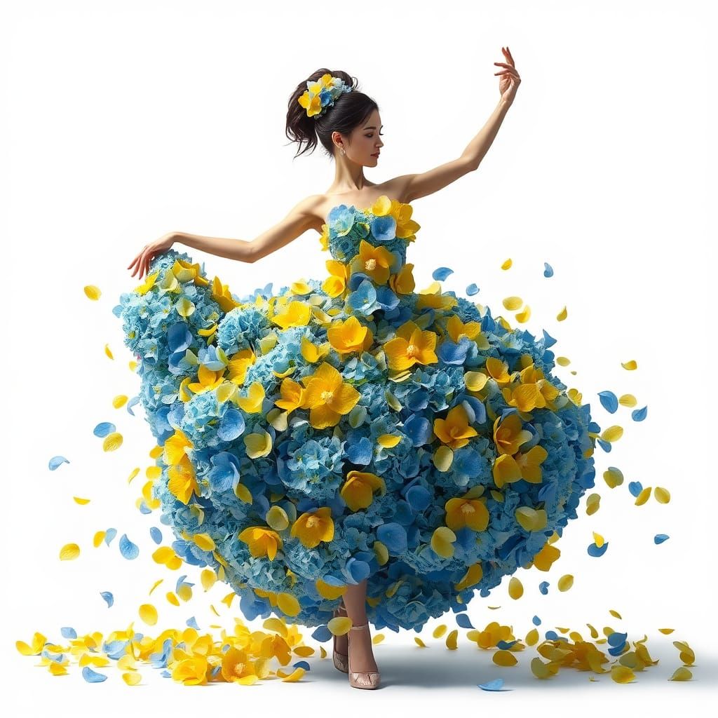 Hydrangea Flower Dress in Fantasy Concept Art