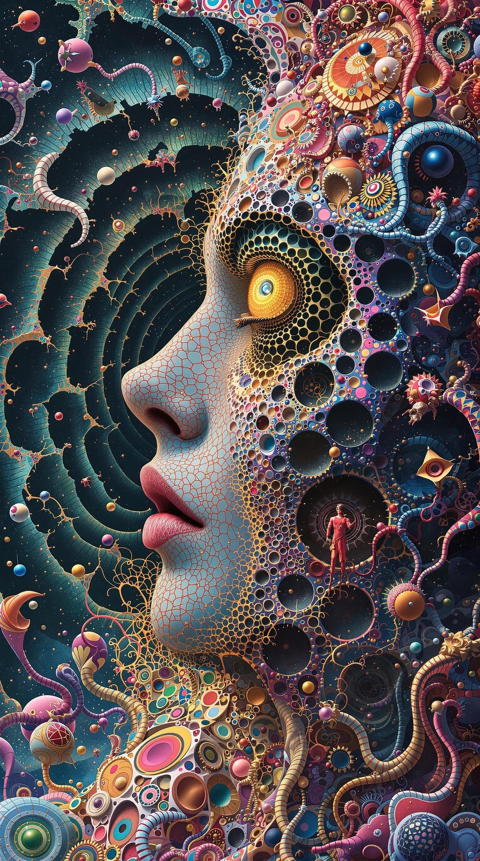 Psychedelic DMT Entity with Fractal Geometry in Hyperrealist...