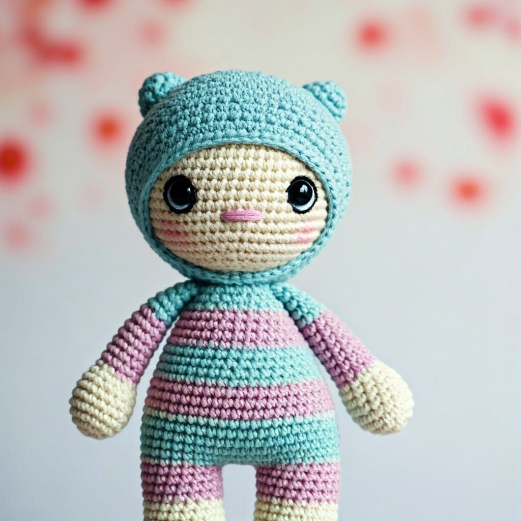 Colorful Amigurumi Knitted Toy in Soft Focus