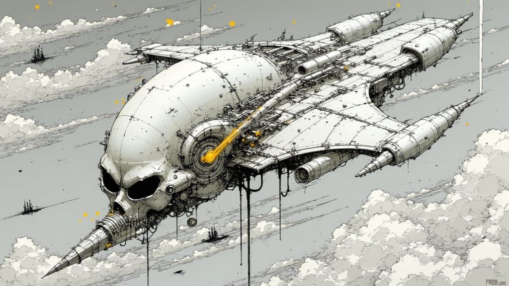 Steampunk Pirate Galleon Soaring Through Clouds