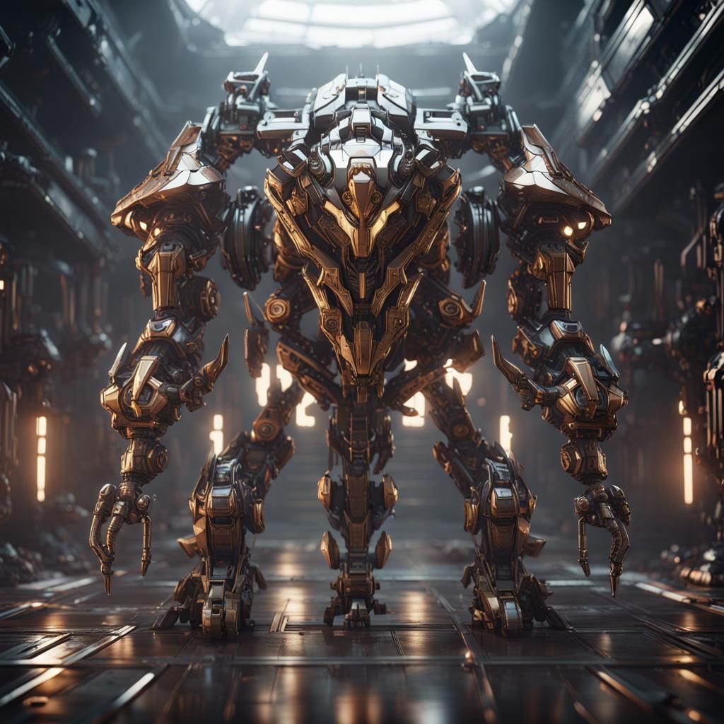 Detailed Sci-Fi Warlock Mech in Futuristic Style