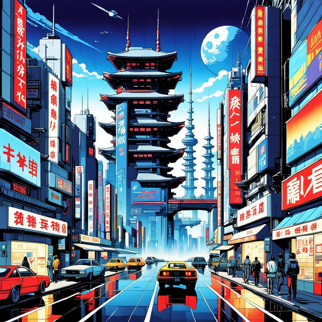 Neo Tokyo Pop Art: Sci-Fi Cityscape