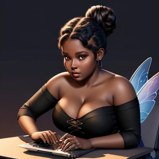 Airbrush Illustration: Black Woman in Fairy Town