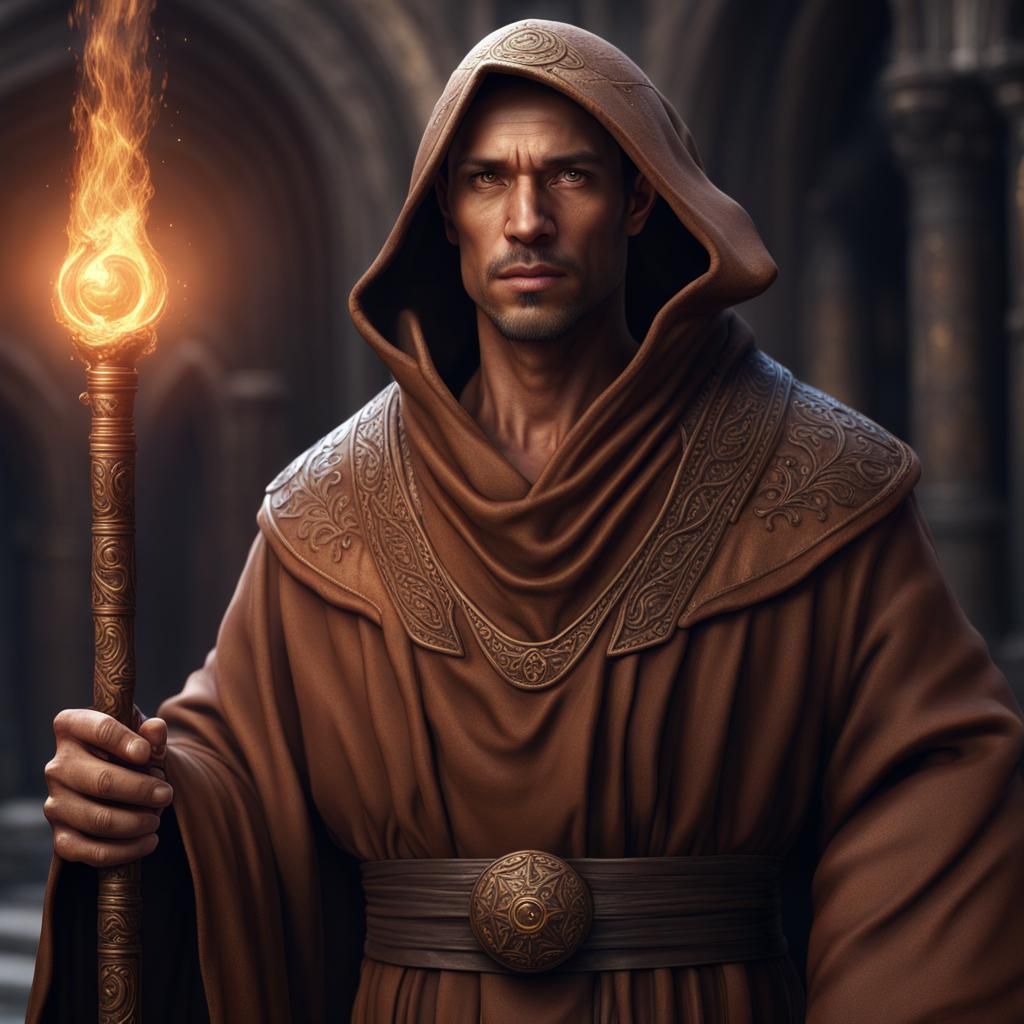Monk Wizard with Intricate Detail