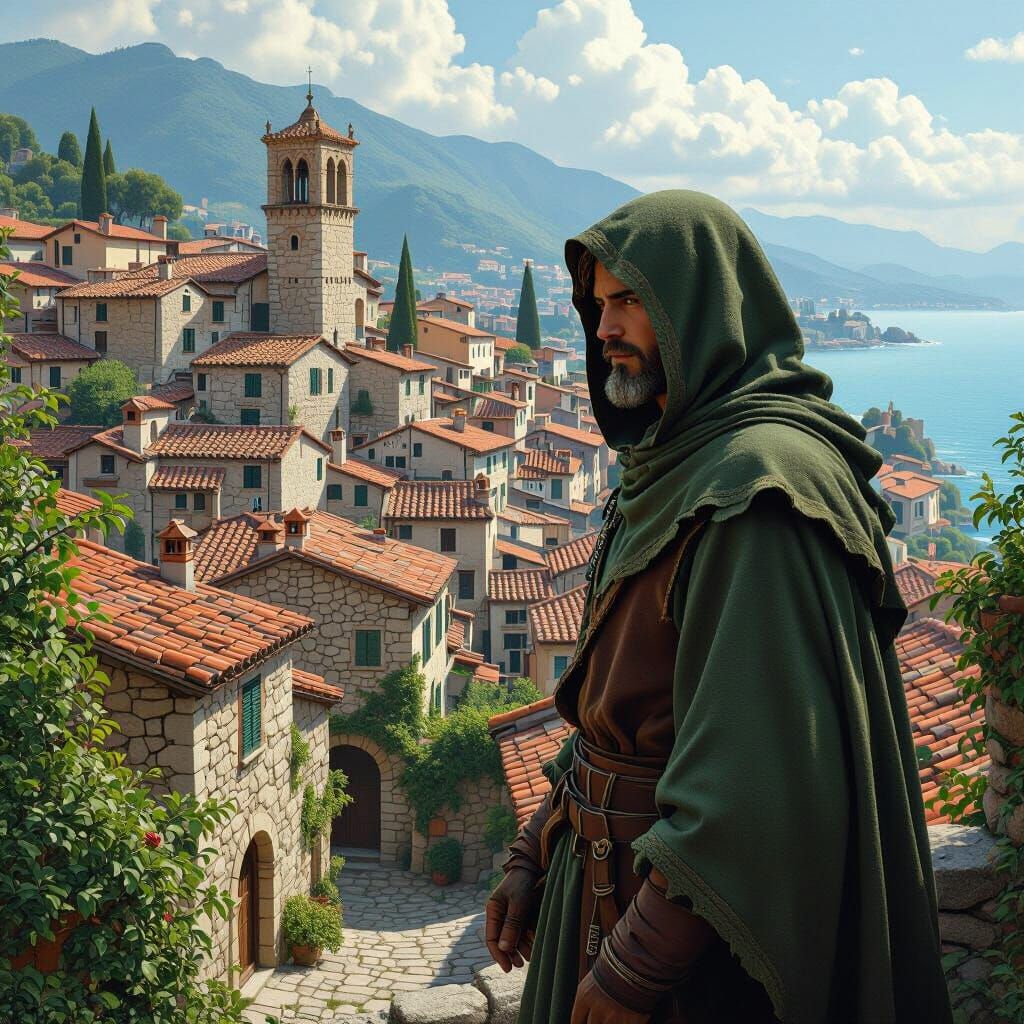 Medieval Albenga: Hyperrealistic Matte Painting in Detailed ...