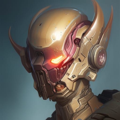 Doom Slayer Portrait in Hyperdetailed Style