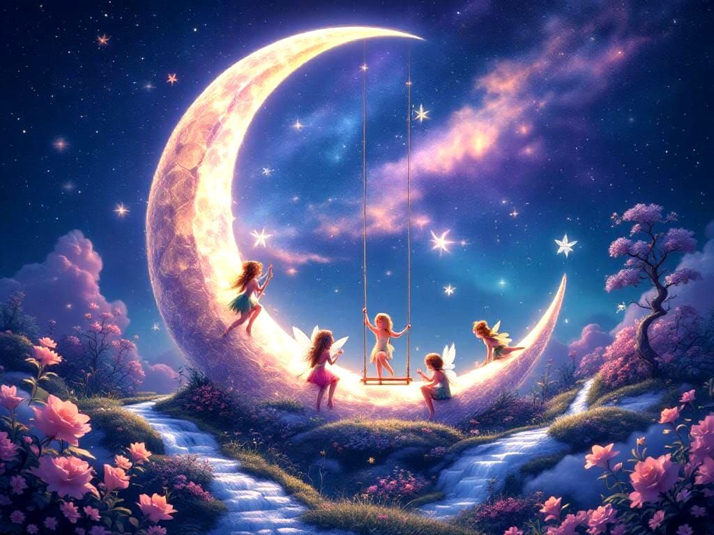 Fairy Playground Inside a Crescent Moon
