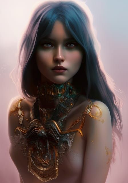 Detailed Portrait of a Demon Girl, Trending Artstation