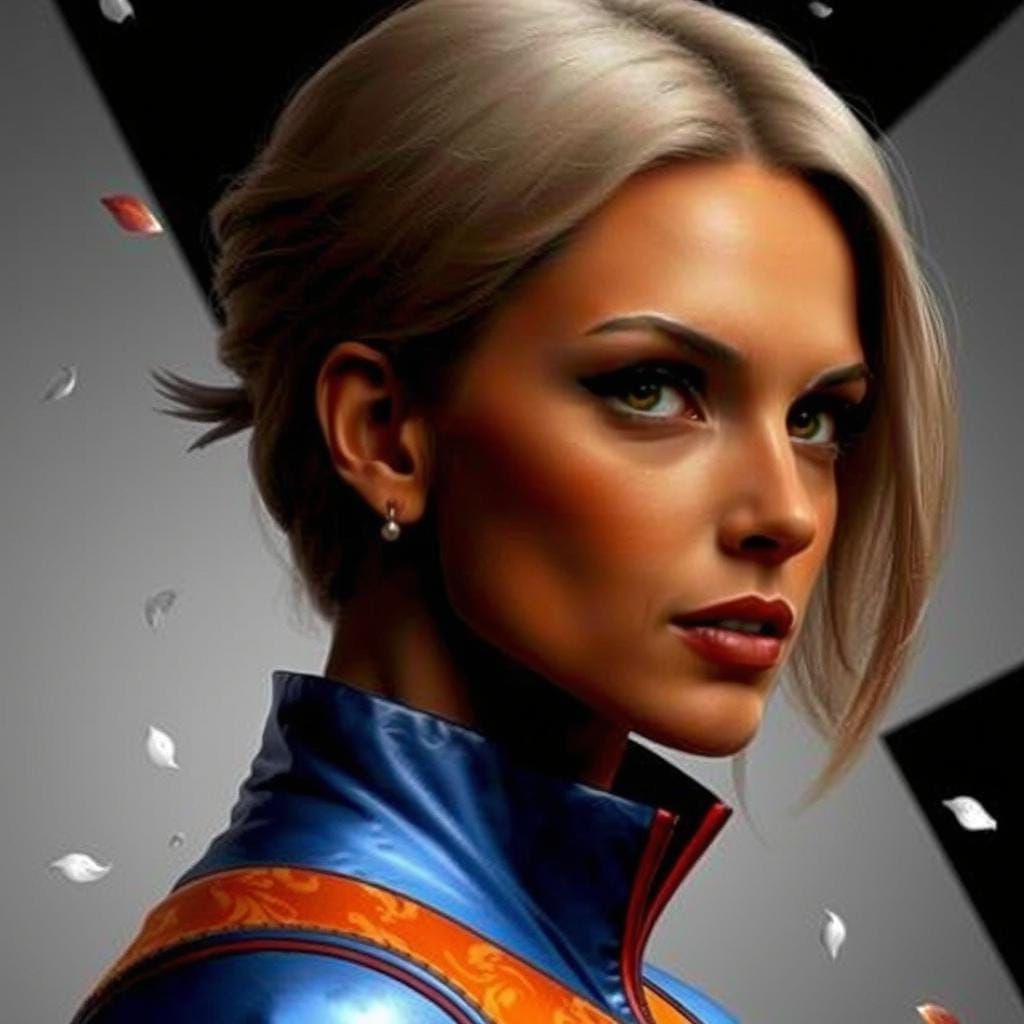 Ginger Woman in Crimson Dress: Baroque-Inspired Portrait