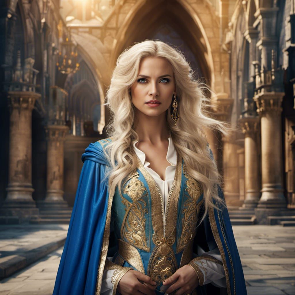 Fantasy Portrait: Blonde Woman in Medieval City