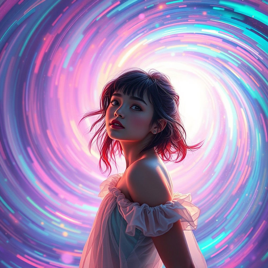 Girl in Iridescent Infinity Space: Fantasy Concept Art