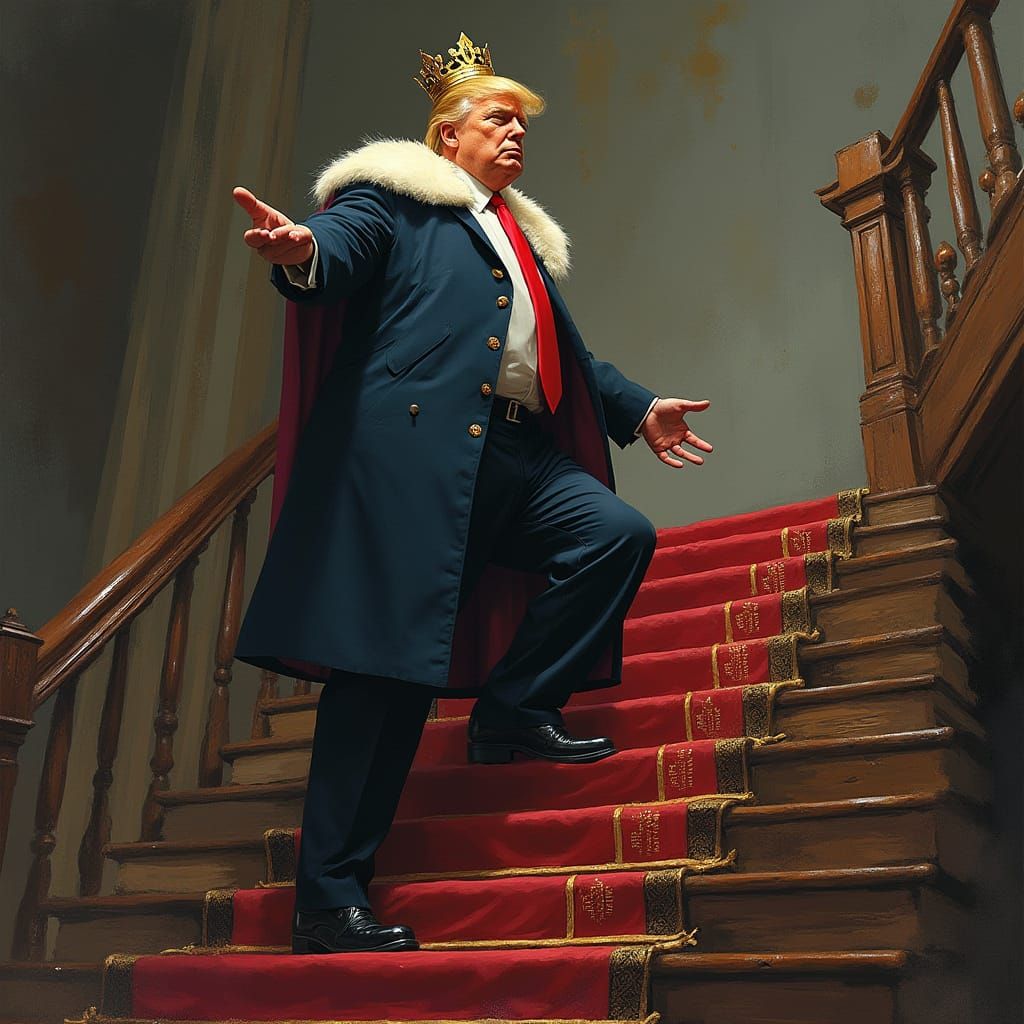 Donald Trump as Imperial King on Broken Books