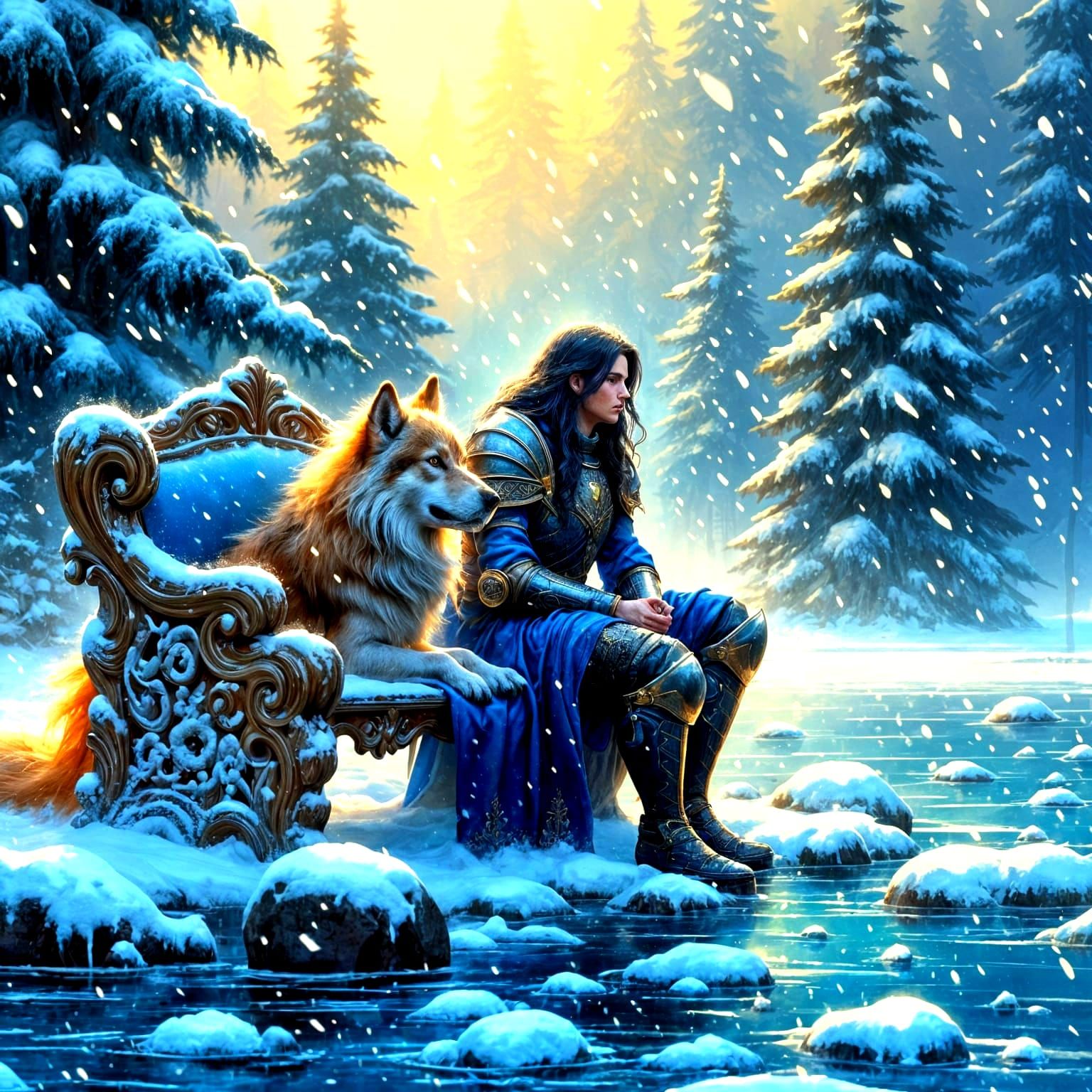 Stunning Digital Painting of Knight in Snowy Landscape