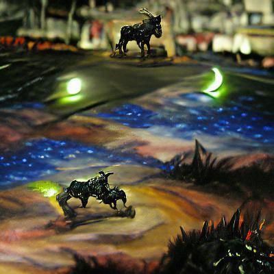 Night Race: Minotaur Versus Centaur, Detailed Painting