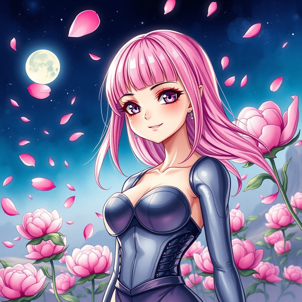 Pink Haired Alien Smiles on a Foreign Planet