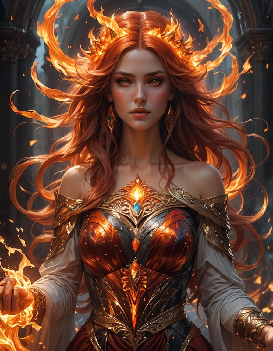 Ethereal Fire Goddess Portrait