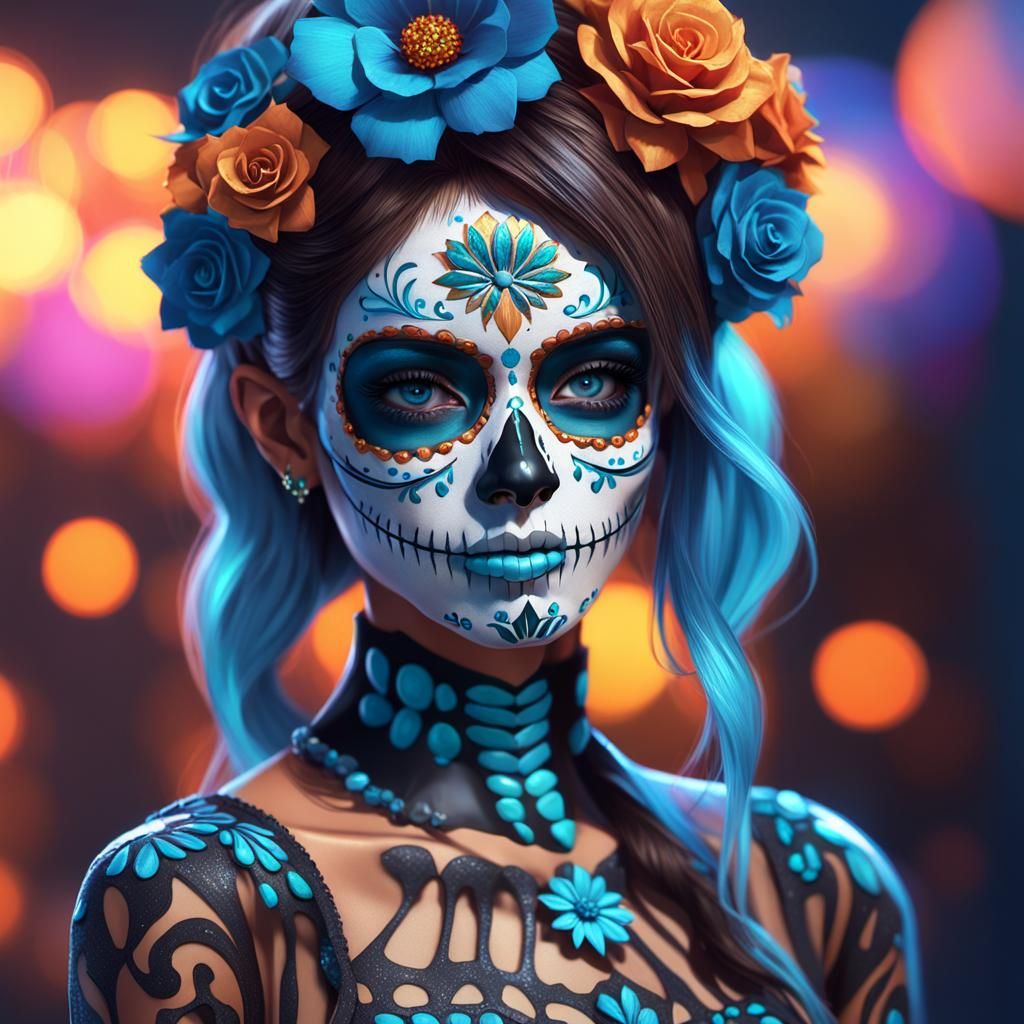 Day of the Dead Girl: Anime-Inspired 3D Art