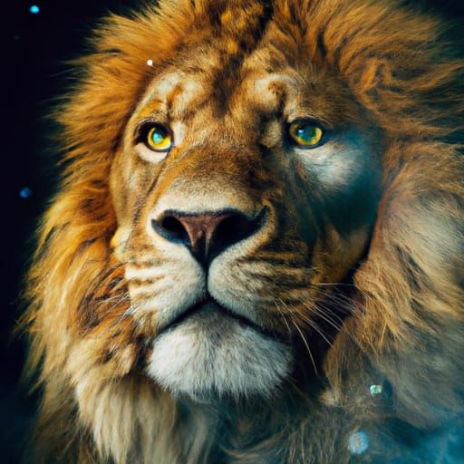 Lion Galaxy: Professional Color Portrait in Bokeh Style