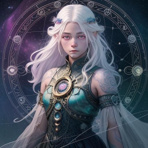 Child with Tattoos and Aurora Borealis, Digital Art