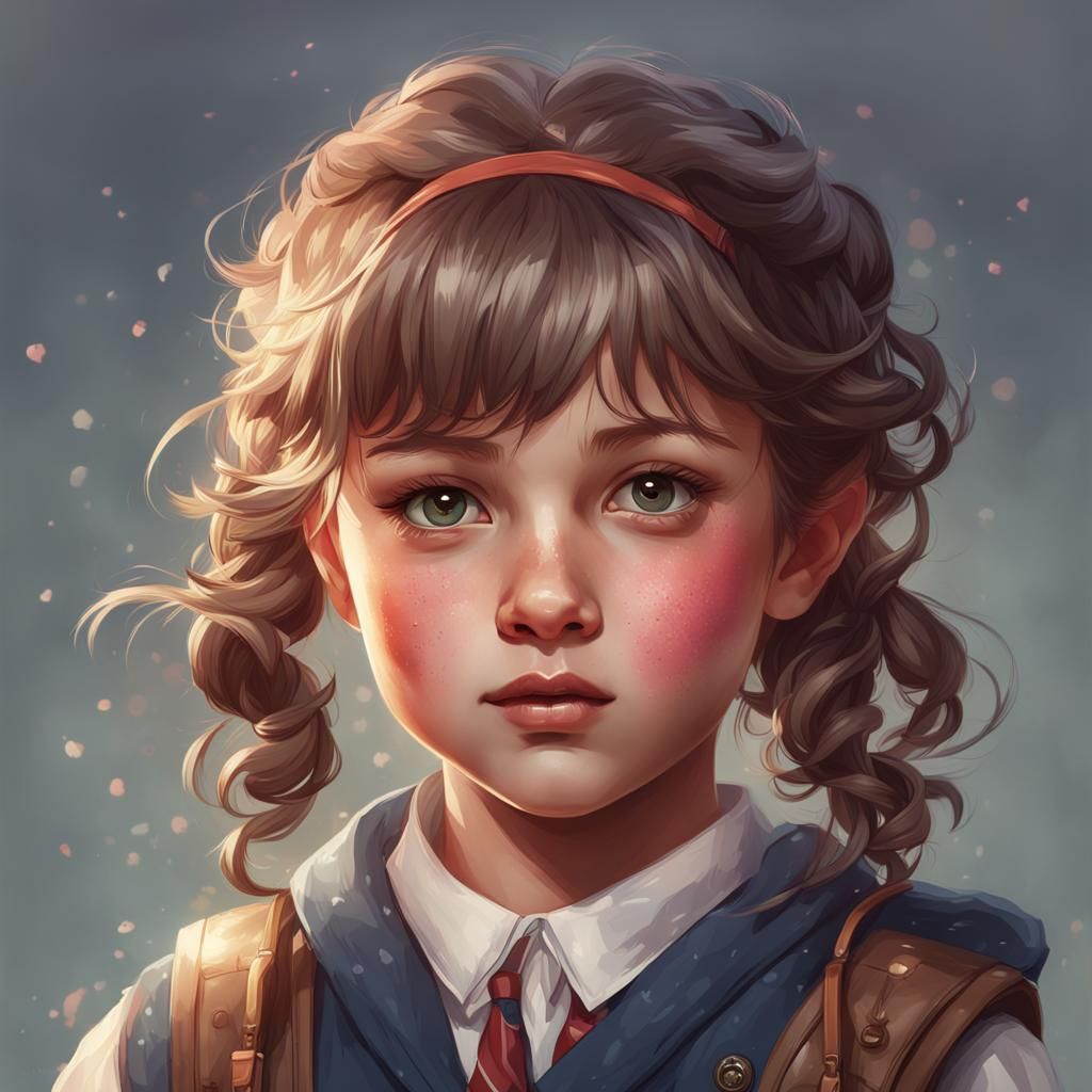 Detailed Portrait of a British Schoolgirl