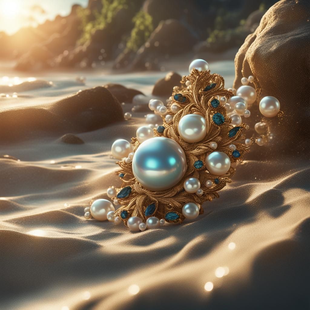 Pearl Shines on Beach: Fantastical Matte Painting