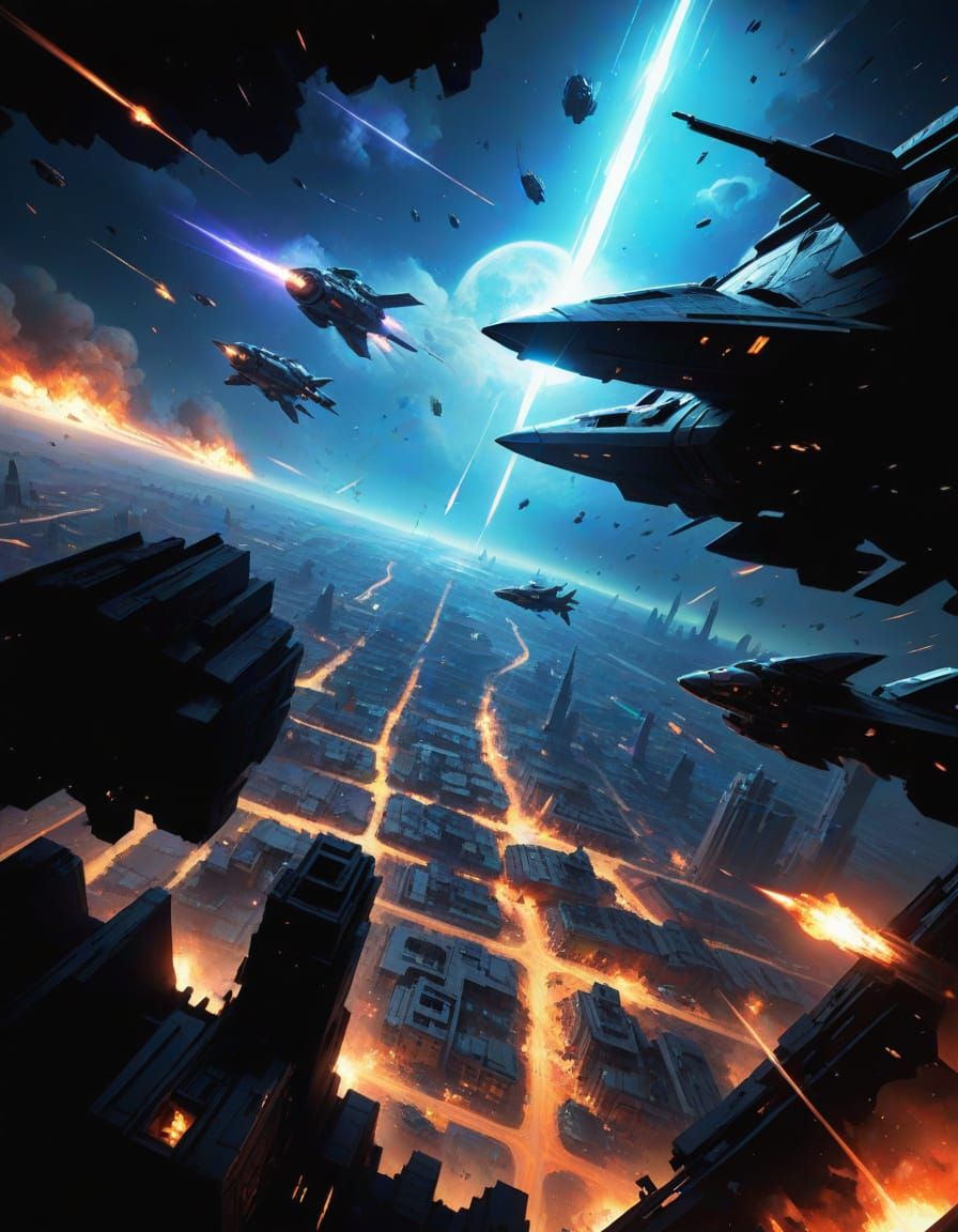 Futuristic Spaceships in Intergalactic Warfare Concept Art