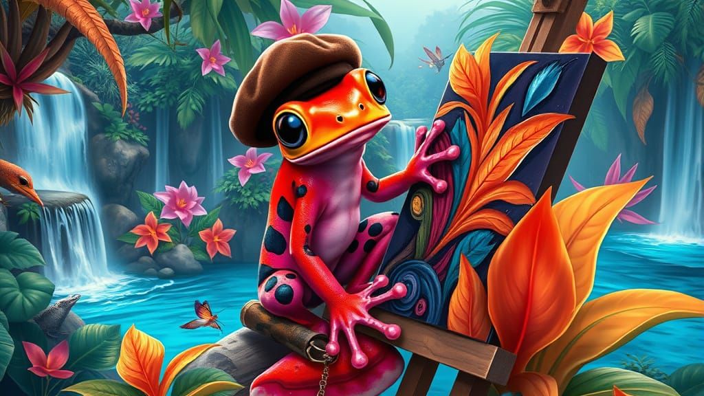 Exotic Artist Frog Paints in Hyper-Realistic Jungle Paradise