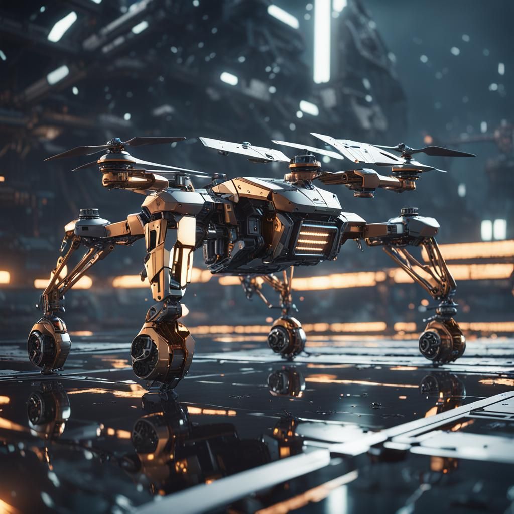 Futuristic Sci-Fi Drone with Intricate Mech Details