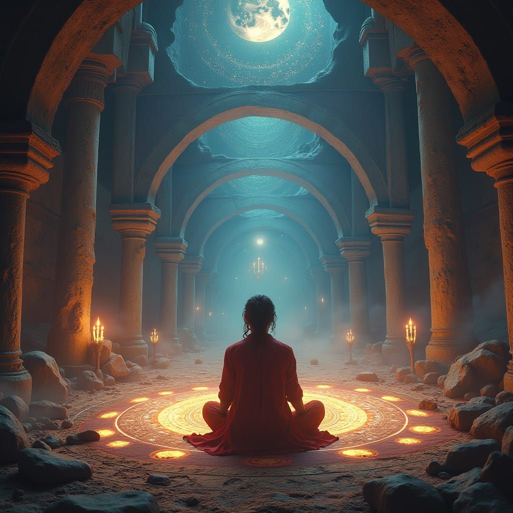 Mystical Astrologer Lost in Celestial Contemplation