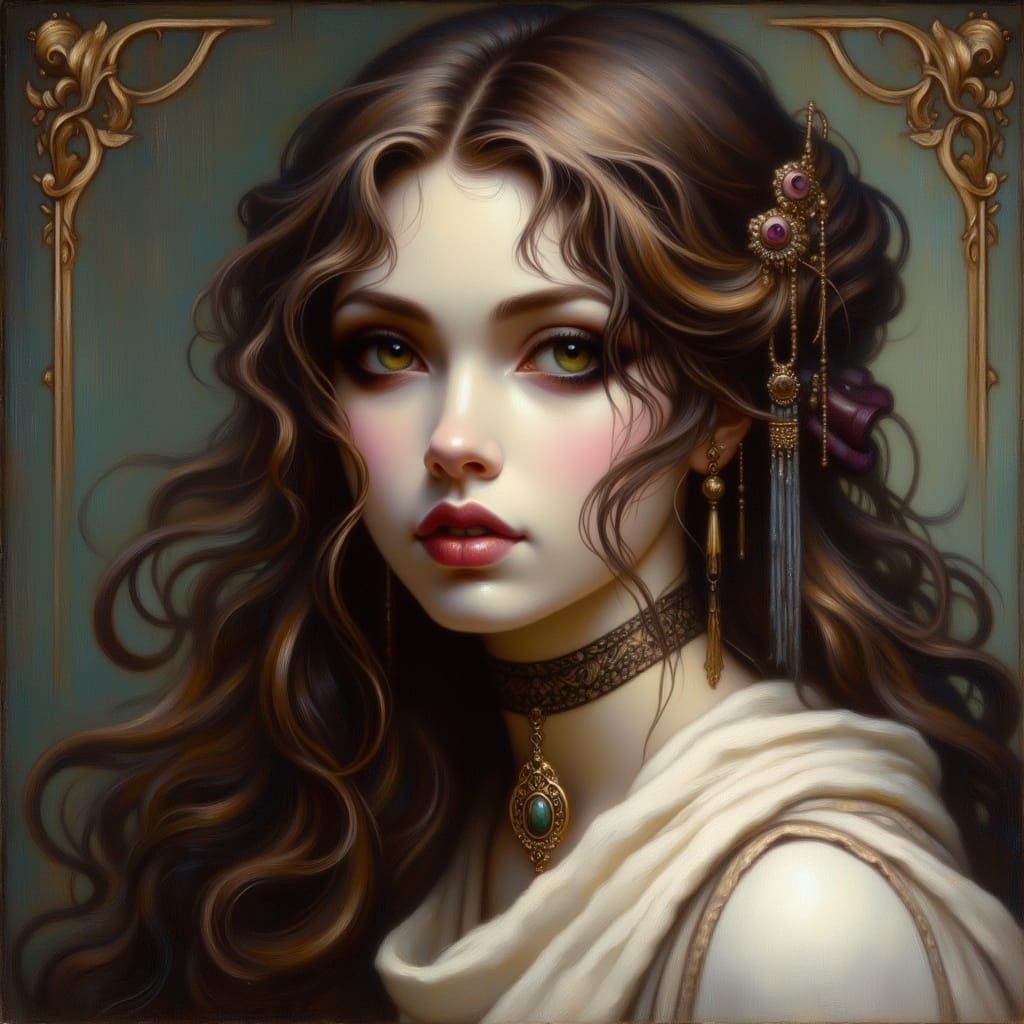 Elegant Woman in Classical Oil Painting Style