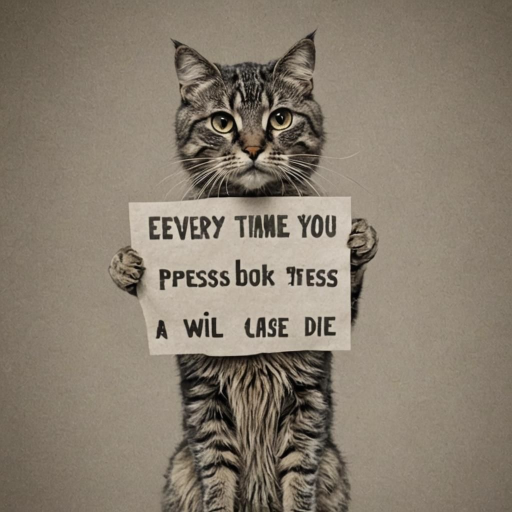 Humorous Cat Sign: Press Like, Save a Cat