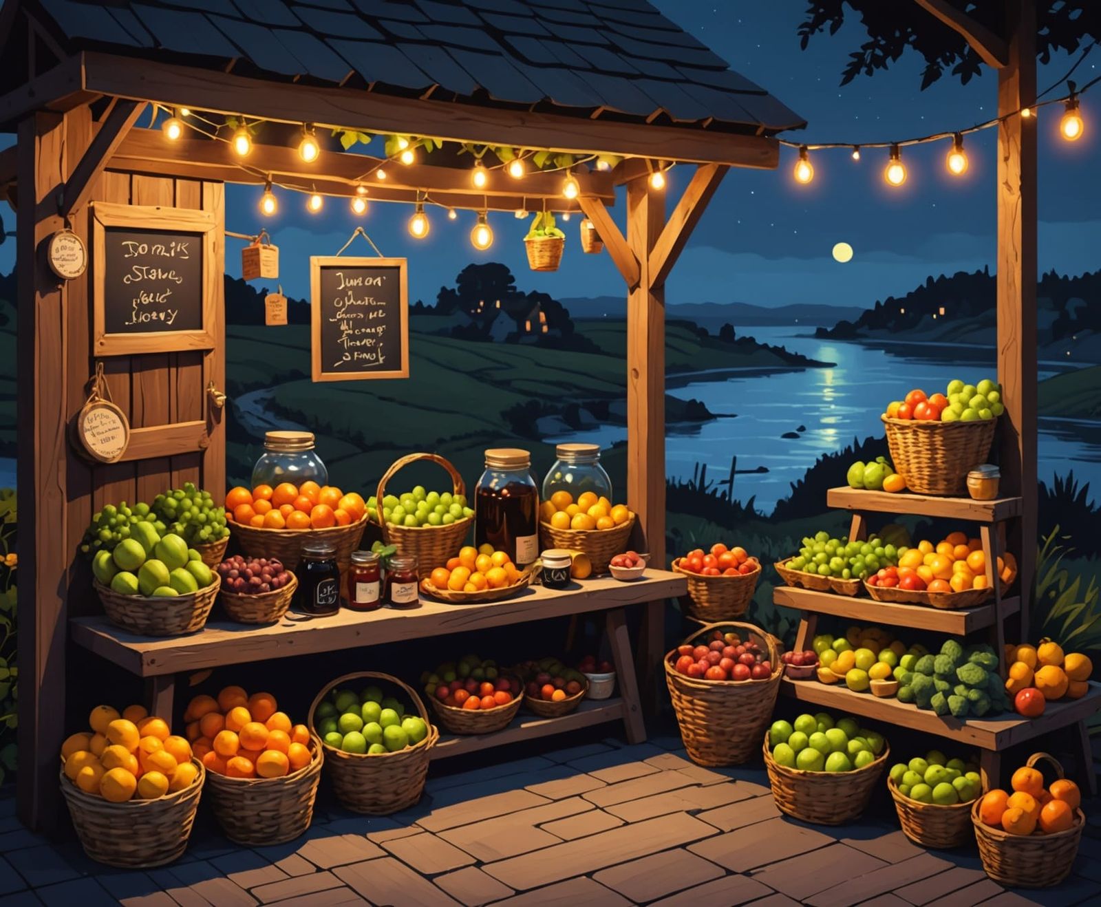 Fantasy Fruit Stand at Dusk