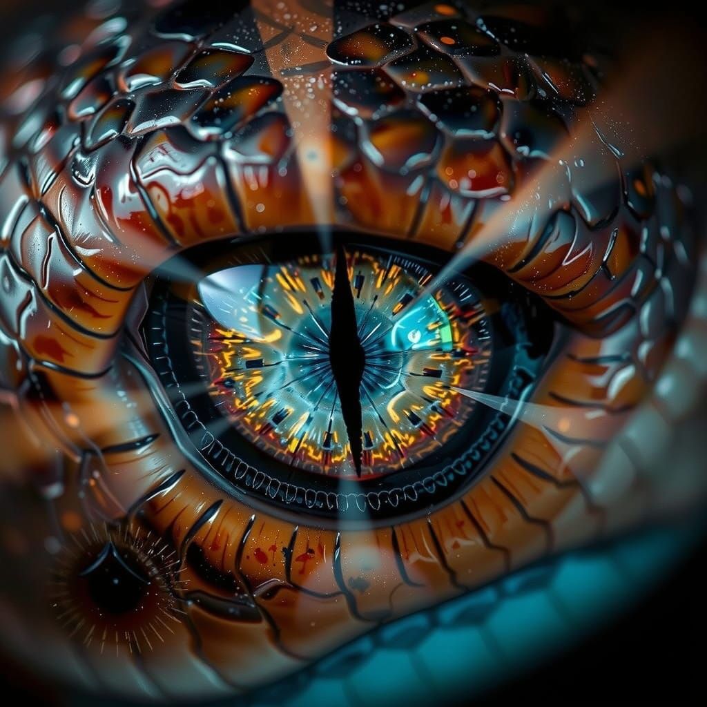 Hyper-Realistic Macro Photograph of a Snake's Eye in Cosmic ...