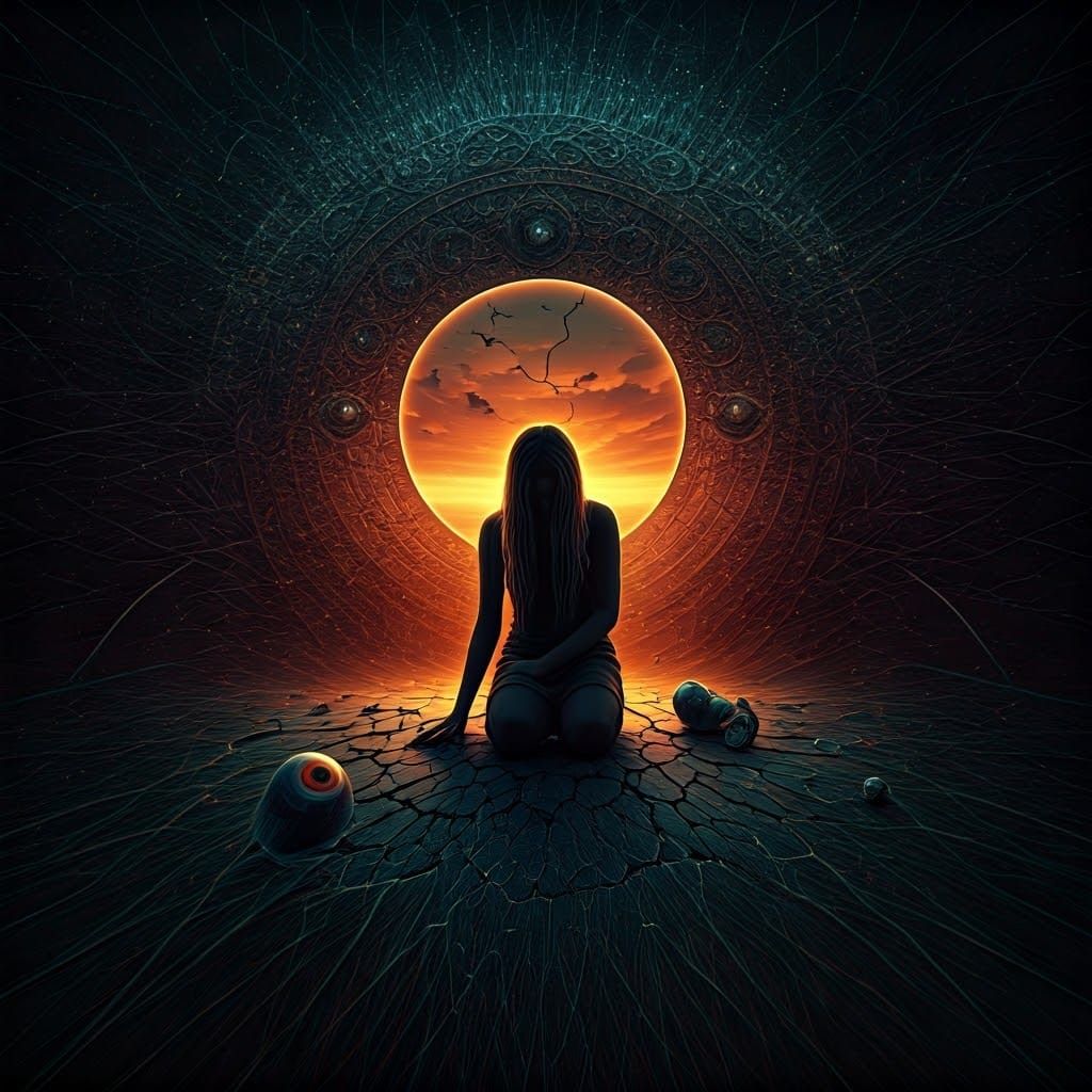 Surreal Woman with Fly Magnet Flower in Digital Art