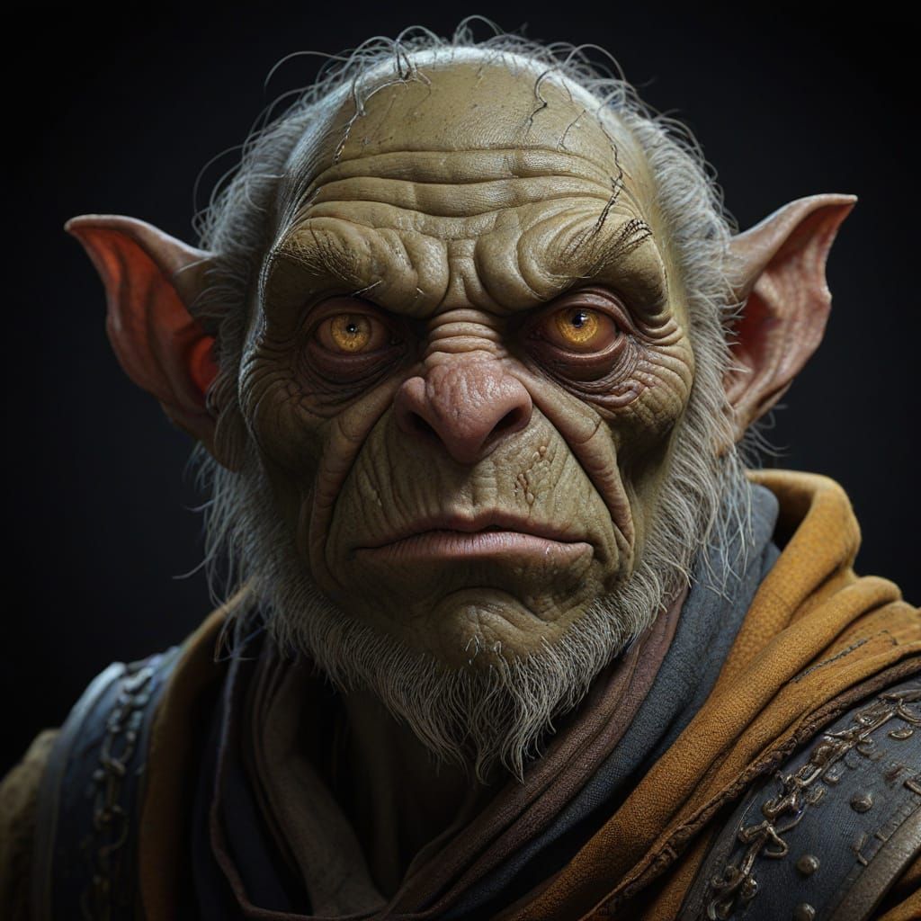 Cyberpunk-Inspired Goblin Warrior Portrait