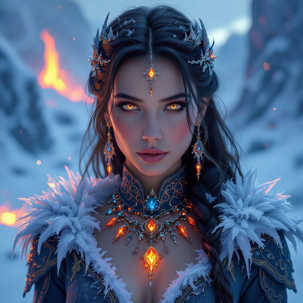 Ice and Fire Goddess at Lava Glacier Intersection