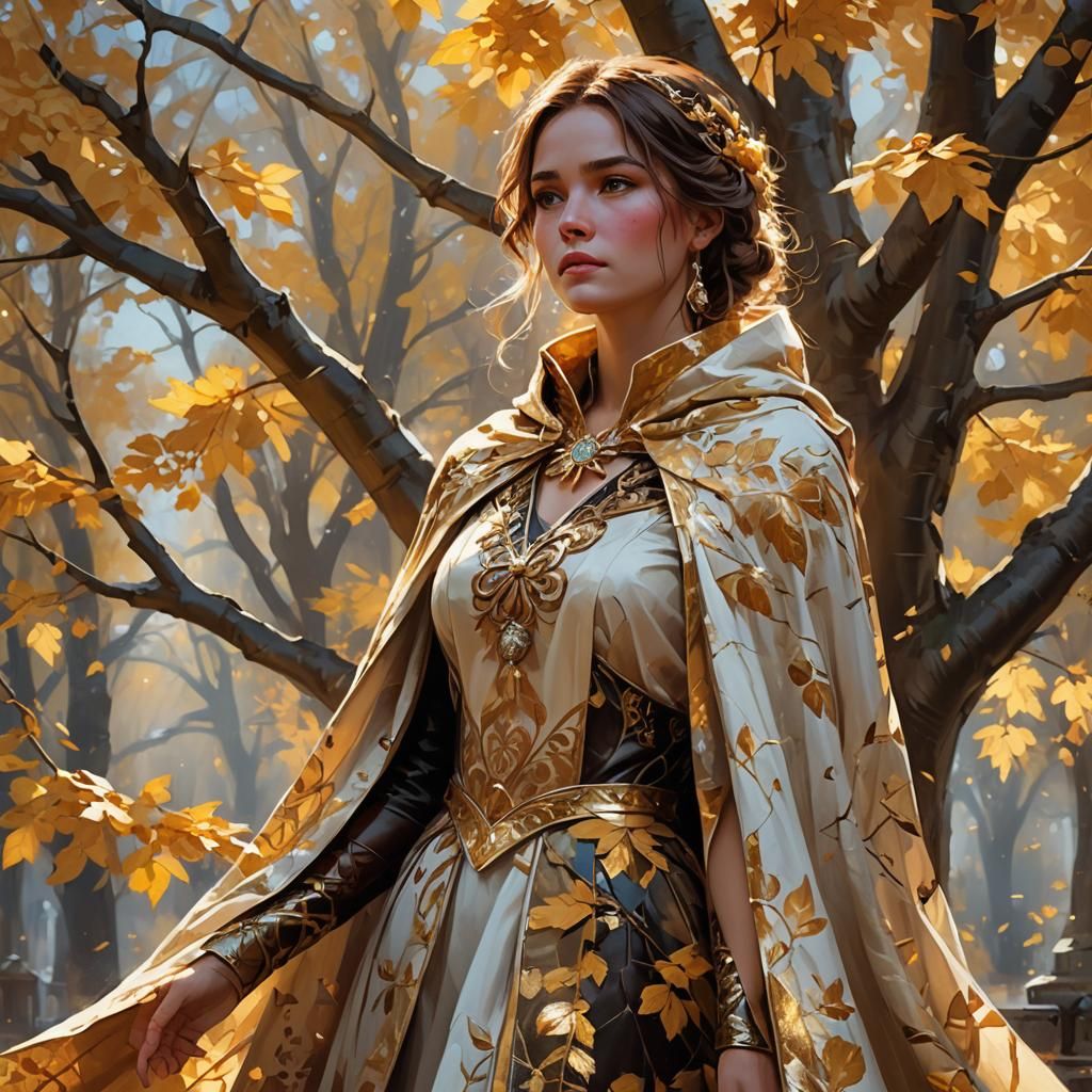 Princess Under Golden Tree: Digital Fantasy Art