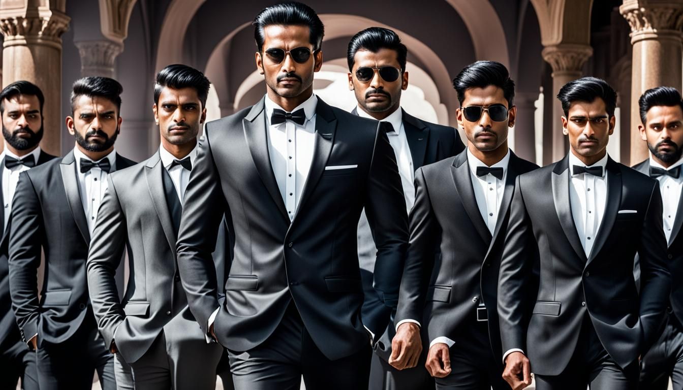 Young Indian Businessman Protected by Teen Bodyguards