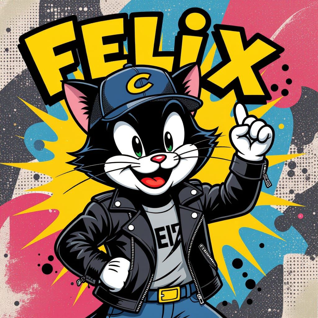 Felix the Cat in Pop Art Graffiti Style
