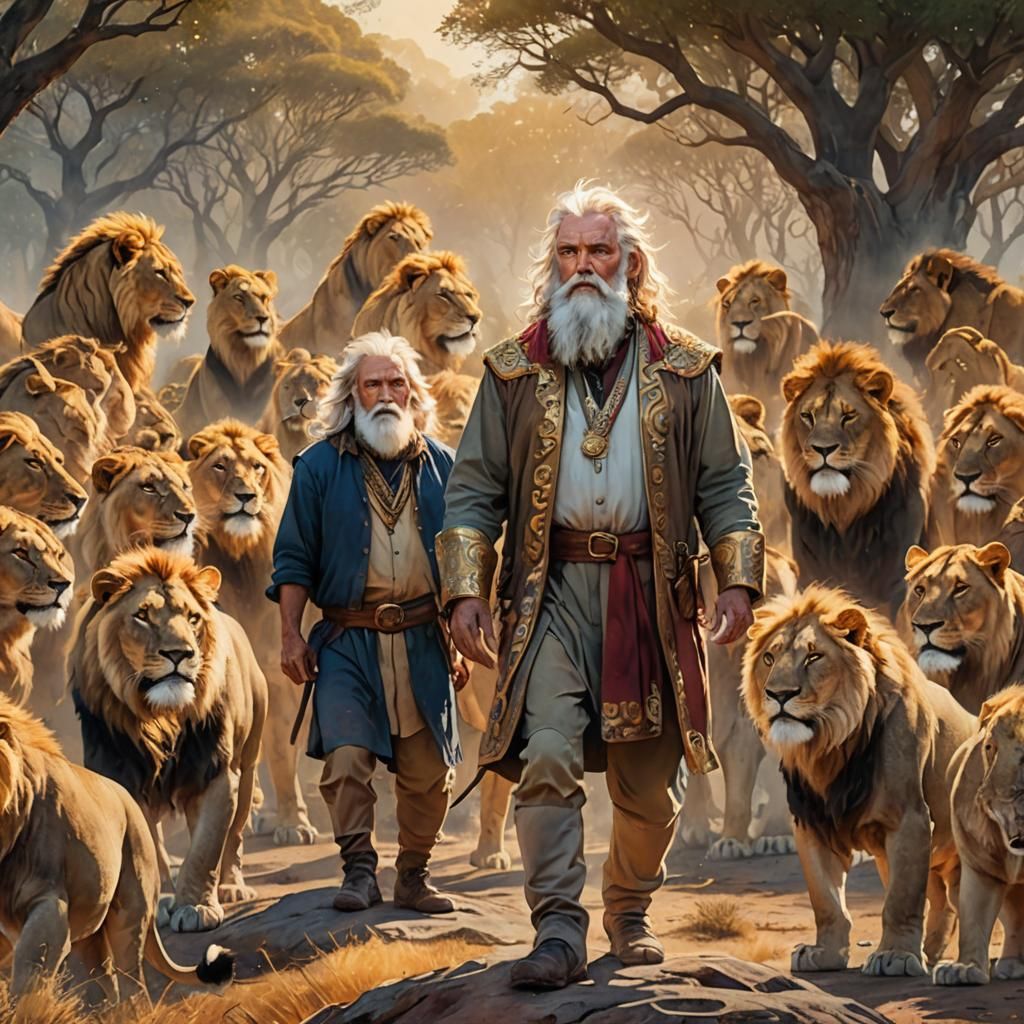 Lion Pride Fantasy Art in Watercolor Style