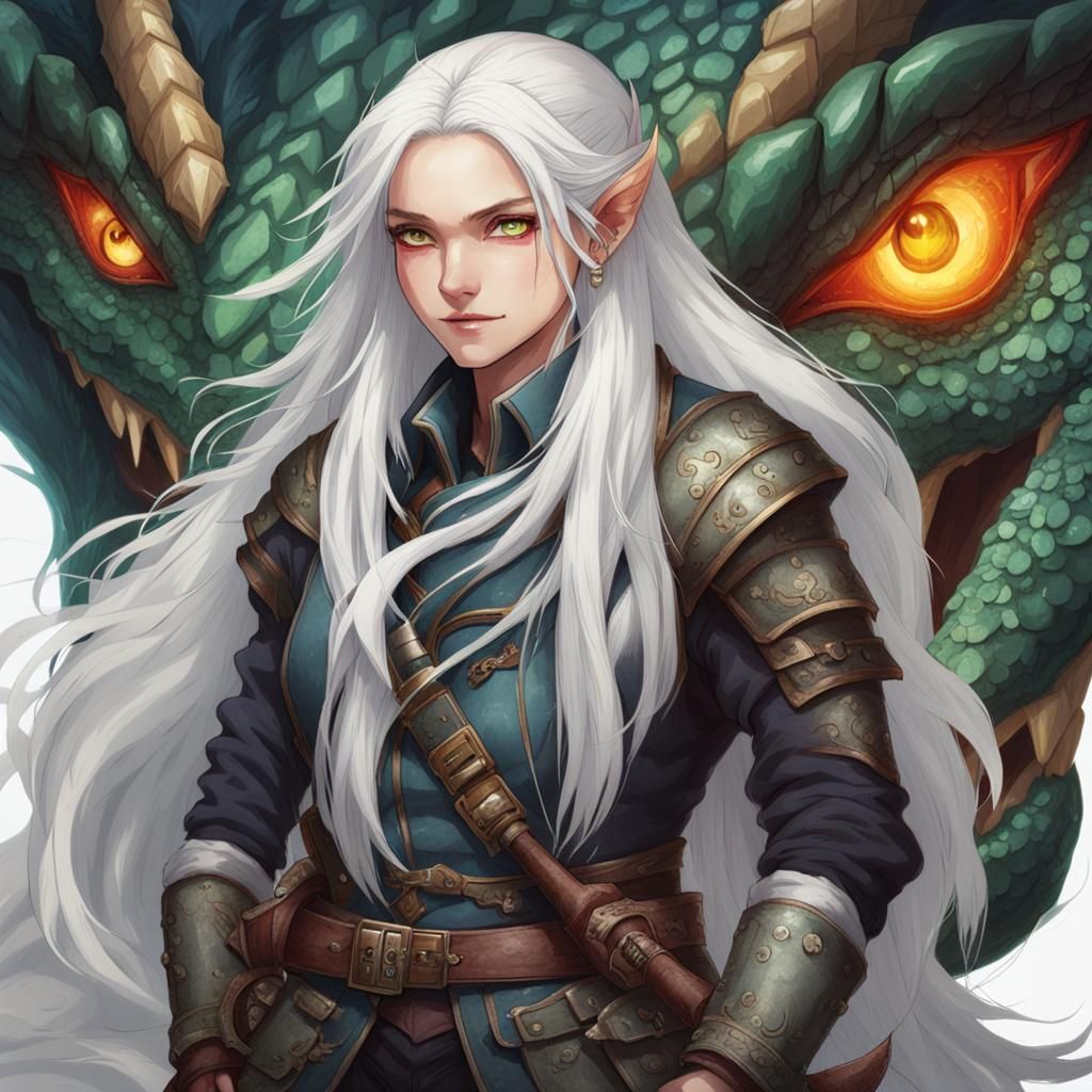 Dragon Transformation: White-Haired Woman in Combat Boots