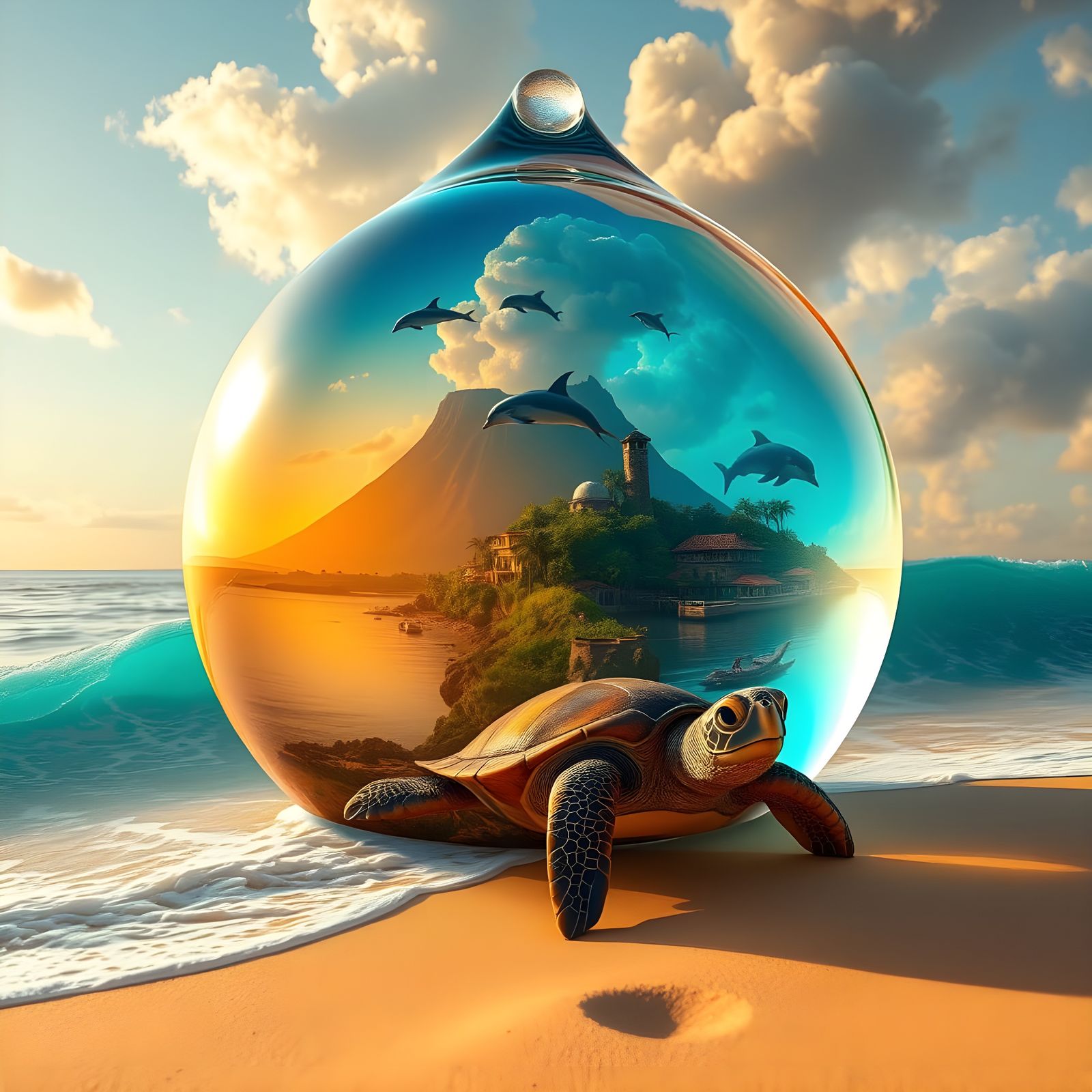 Gigantic Water Droplet Refracts Golden Sunlight on Tenerife ...