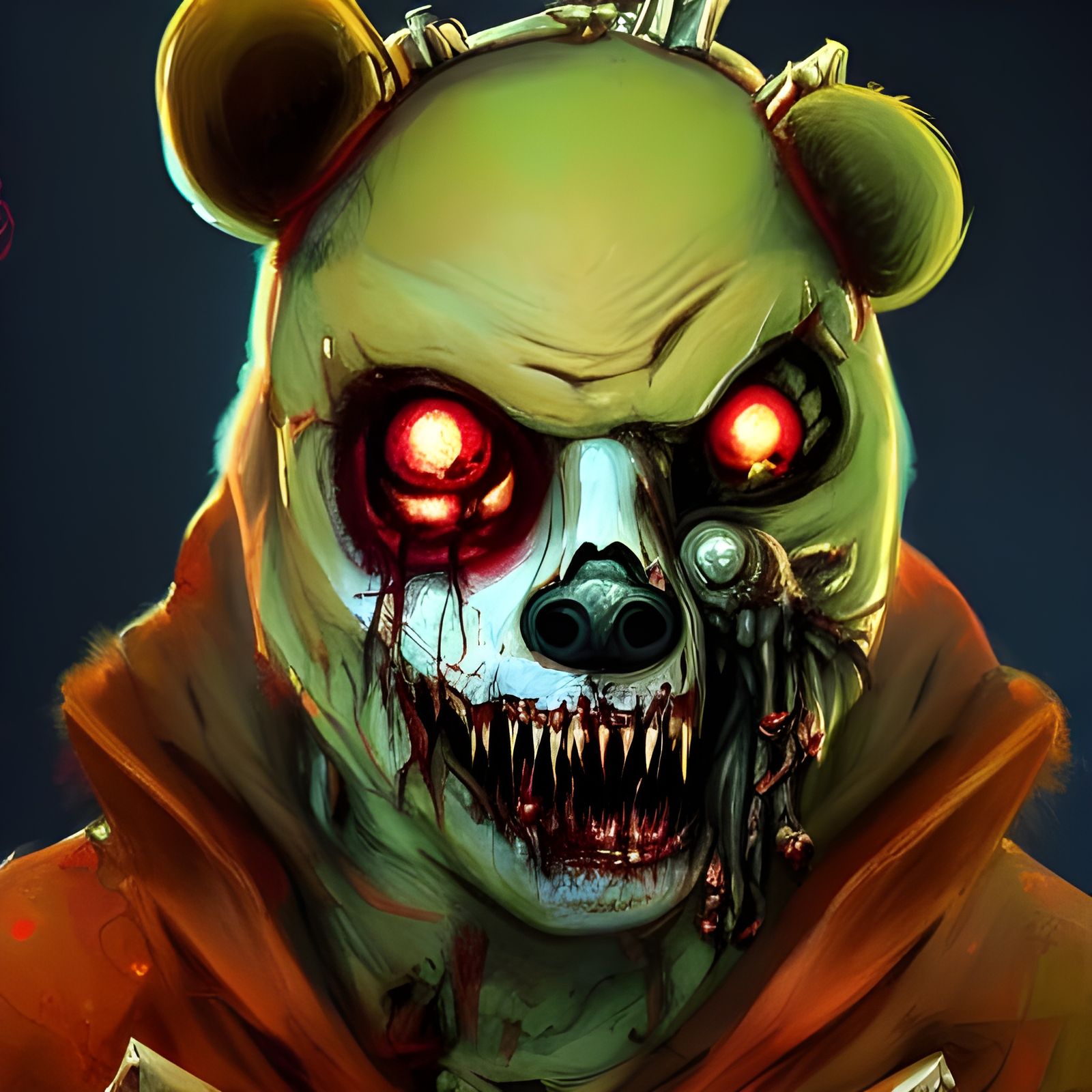 Cartoon Zombie Bear in Halloween Costume