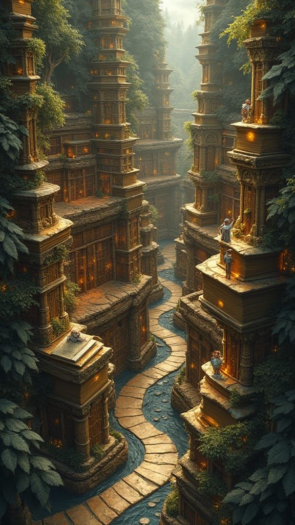 Fantastic Open Book Library with Book Fairies