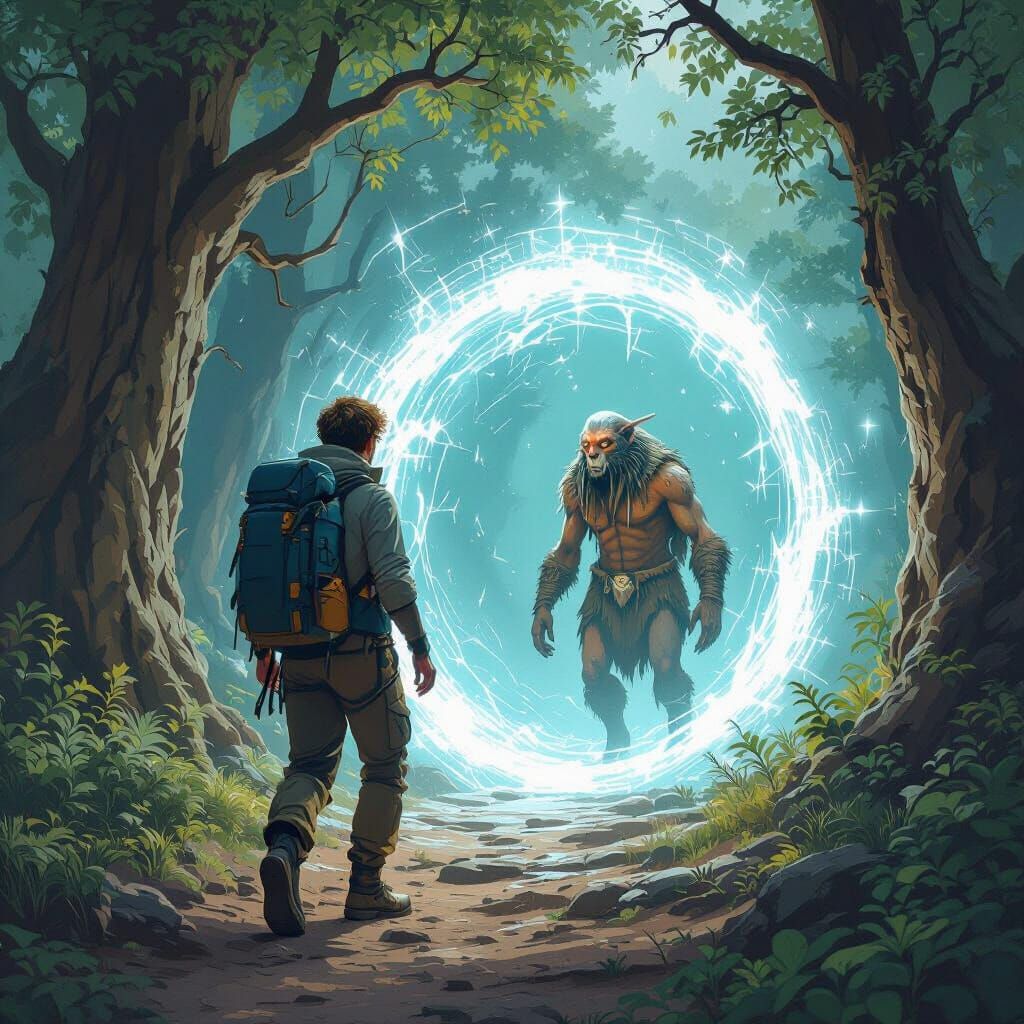 Evolution Portal in a Mystical Forest