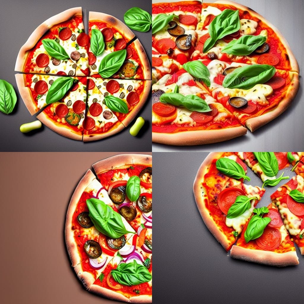 Delicious Vegetarian Pizza: Detailed Photo Illustration