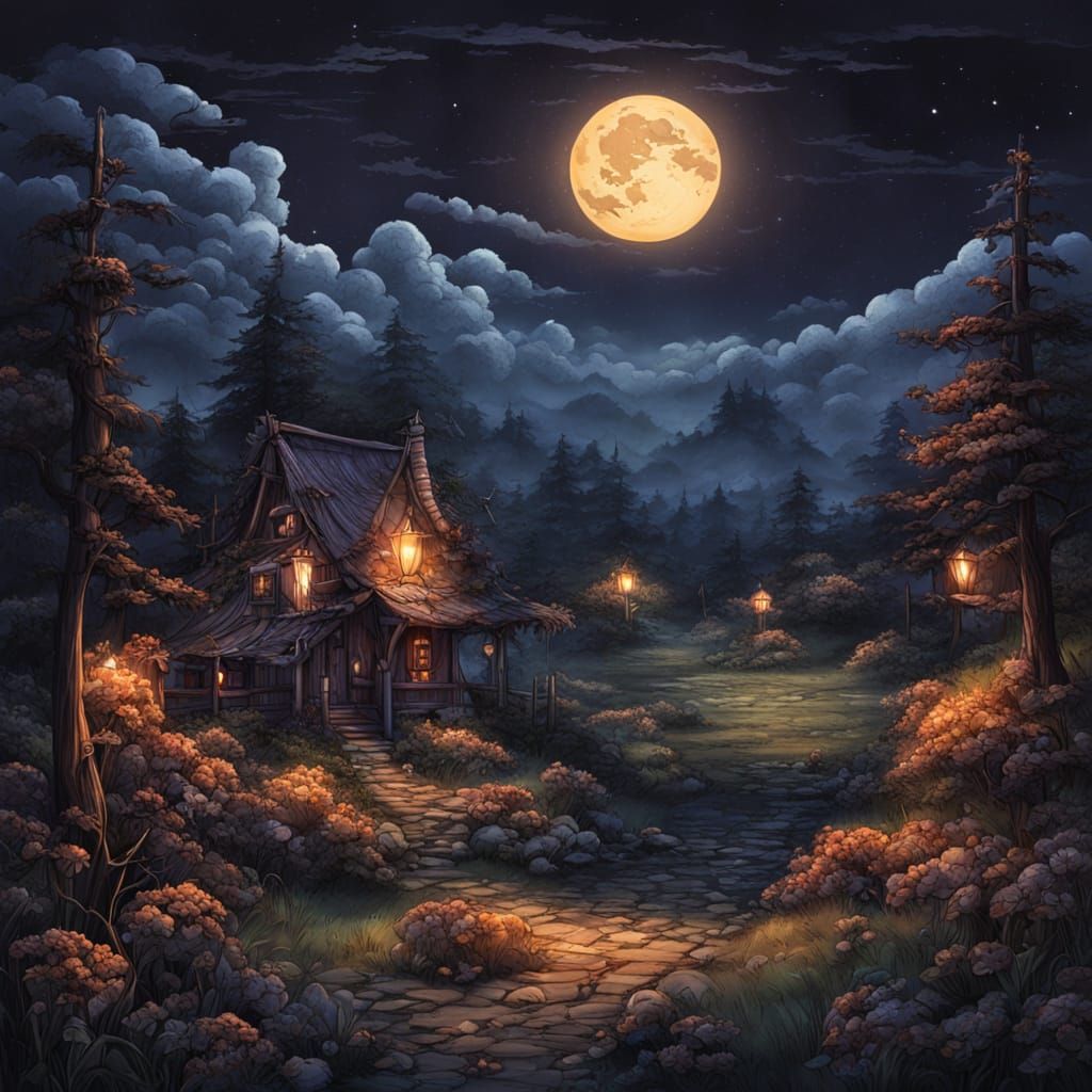 Lurid Ominous Nightfall Landscape