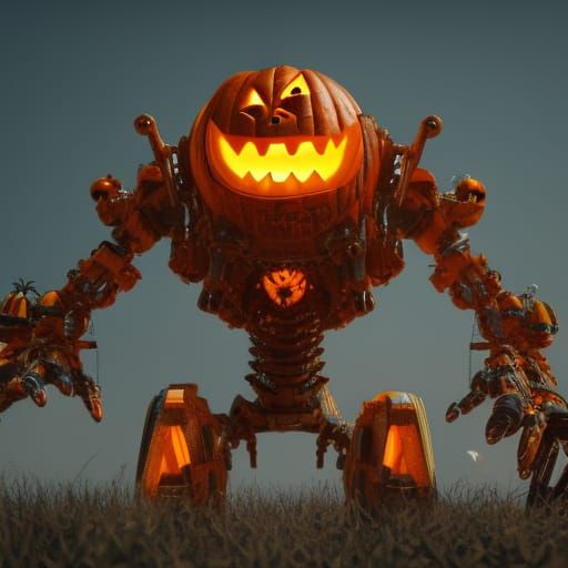 Futuristic Pumpkin King Monster in Sci-Fi Style