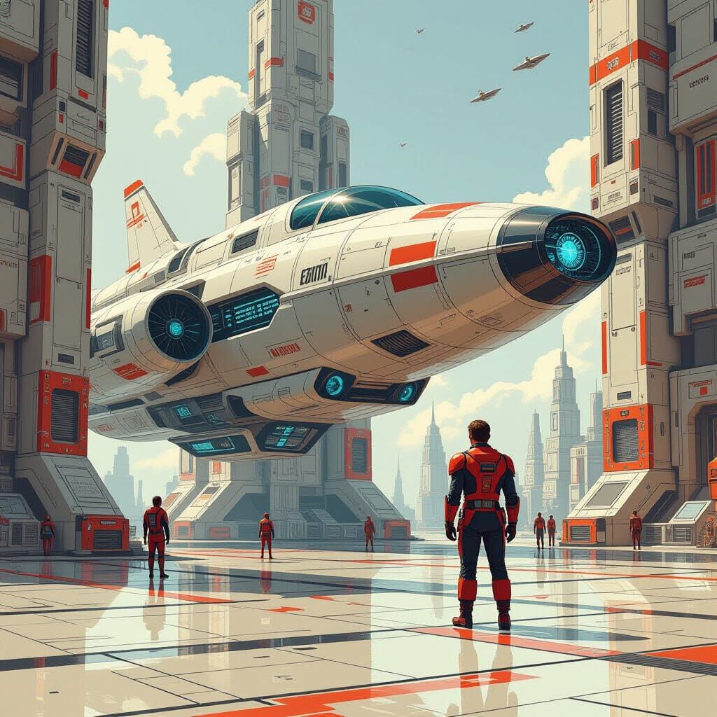 Captain Future in Antique Technical Machine Drawing