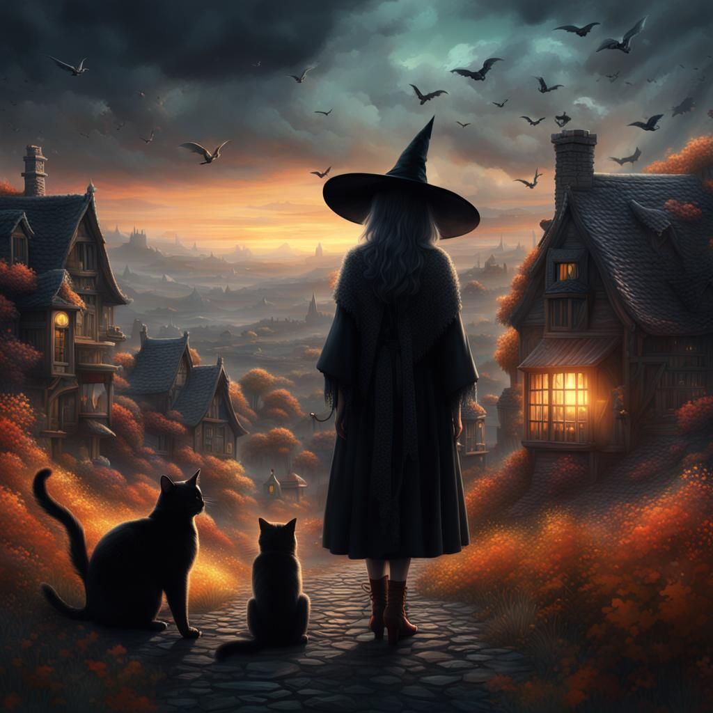A Witch and Her Magical Black Cat
